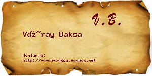 Váray Baksa névjegykártya